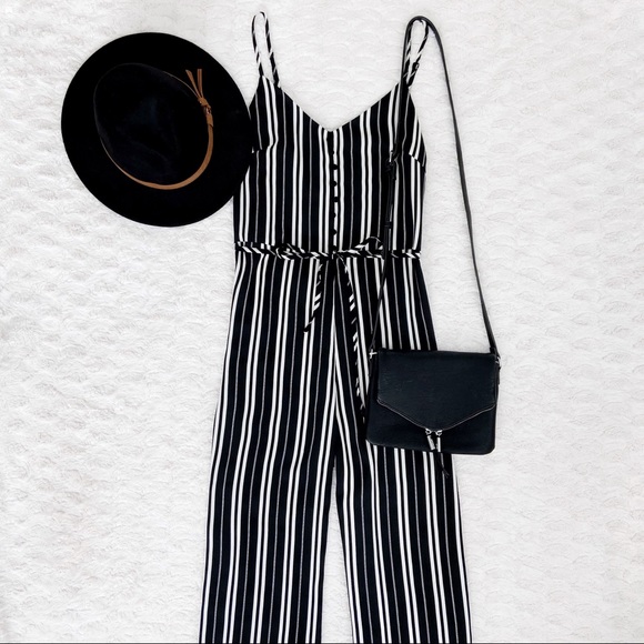 LAST 1! Black & White Striped Jumpsuit - Picture 8 of 8